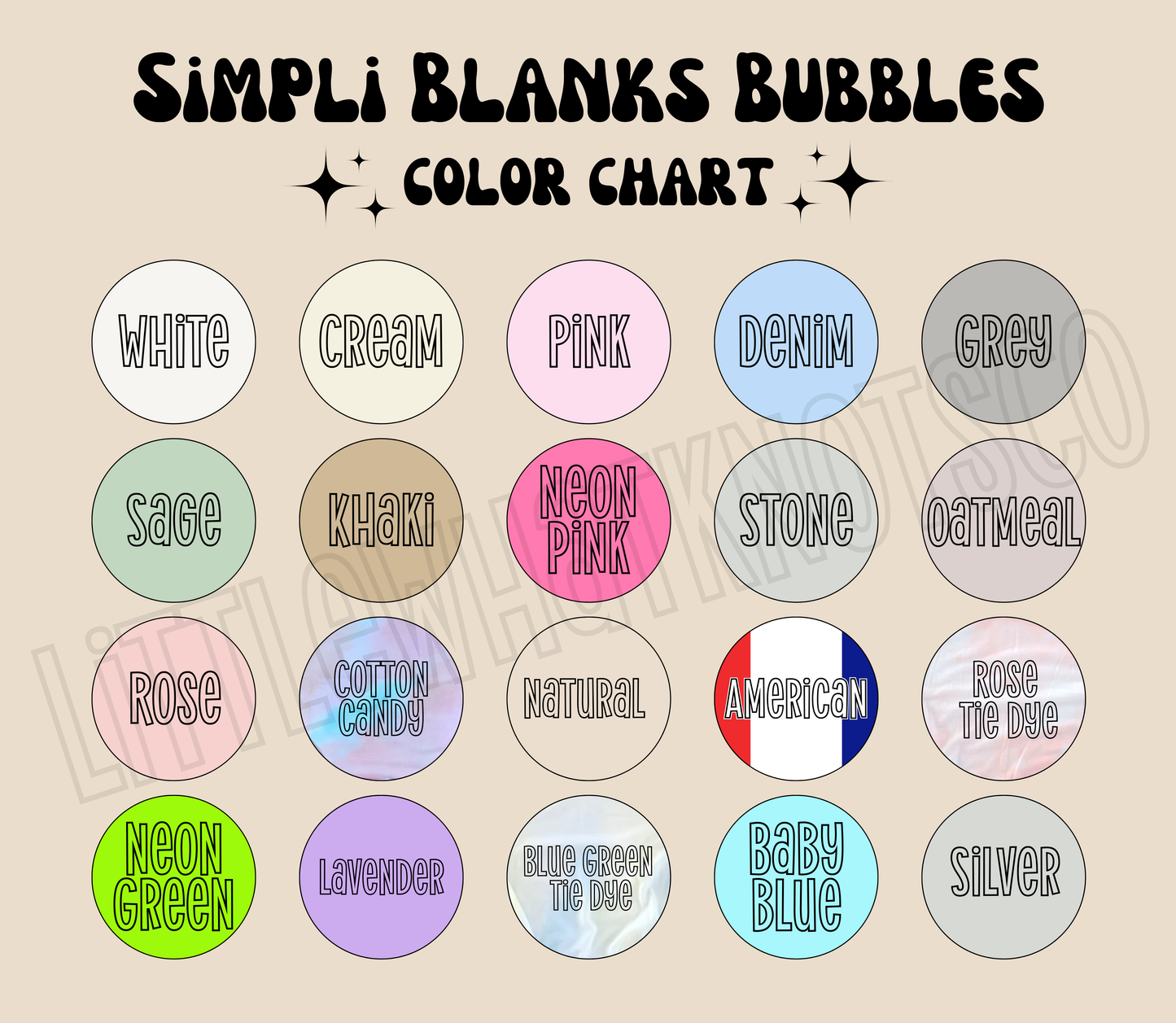 Simpli Bubbles Color Chart