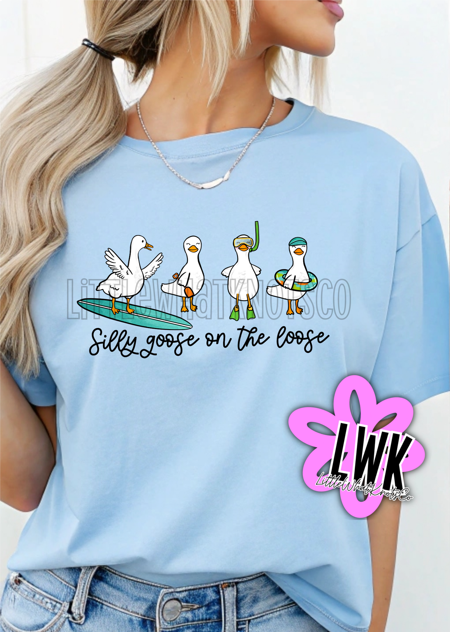 Silly Goose & Salty Beach (bubbles, youth & adult tees)