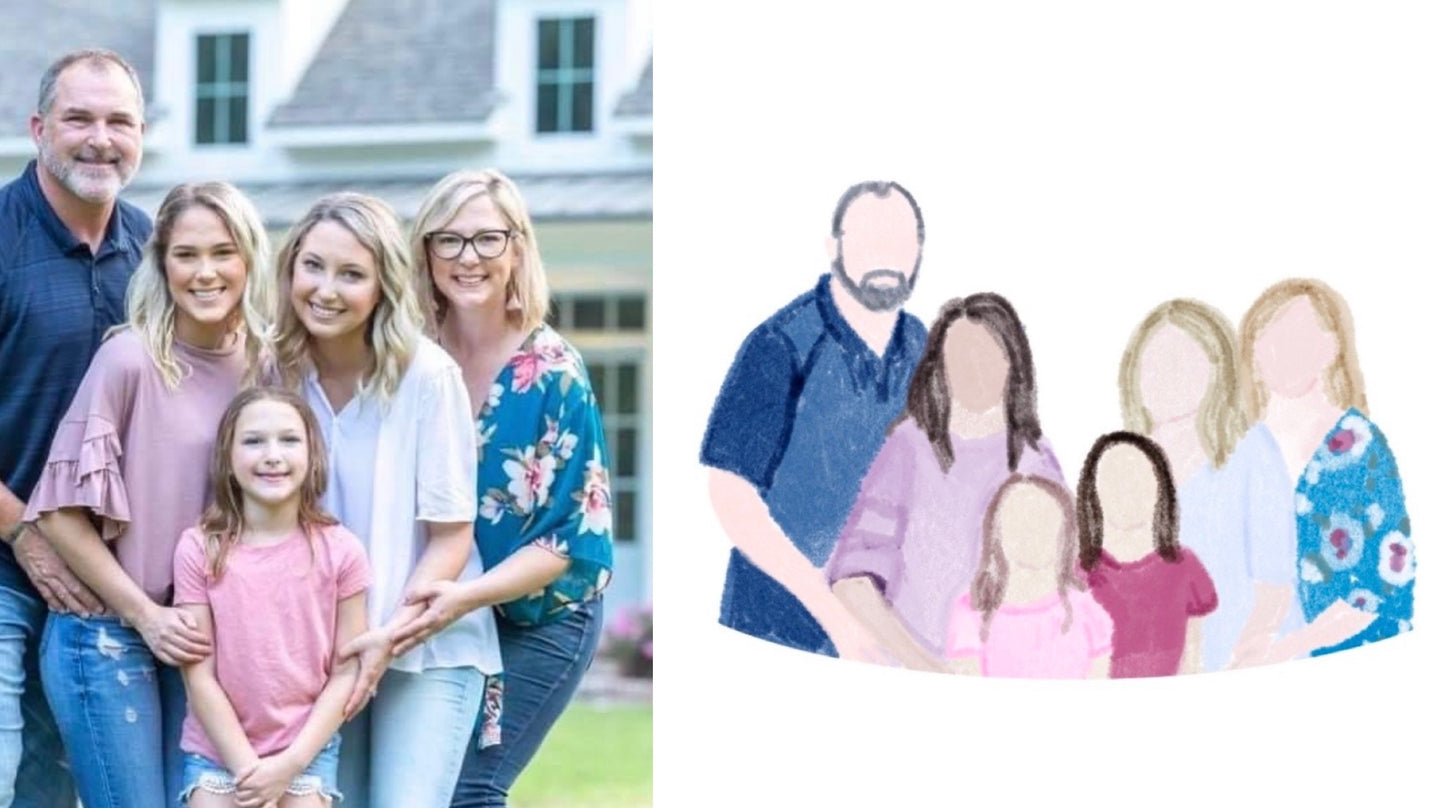 Faceless Watercolor Family Portraits