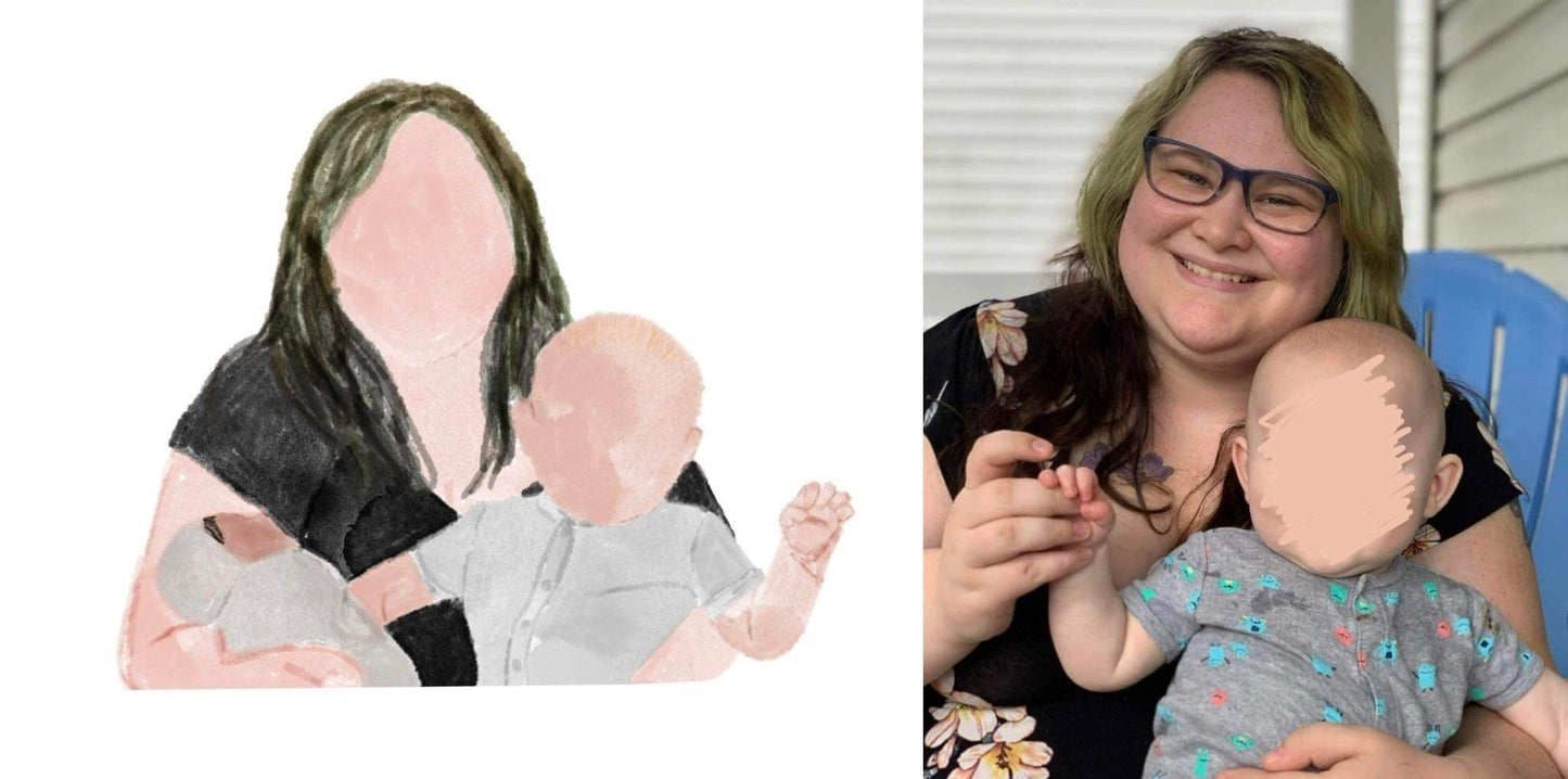 Faceless Watercolor Family Portraits