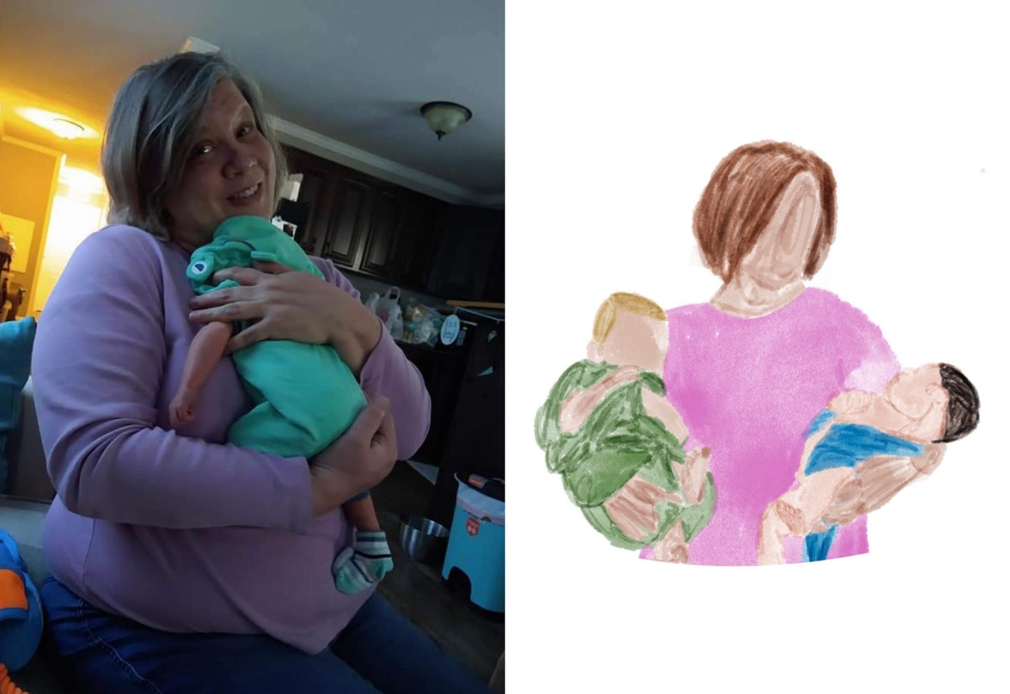 Faceless Watercolor Family Portraits