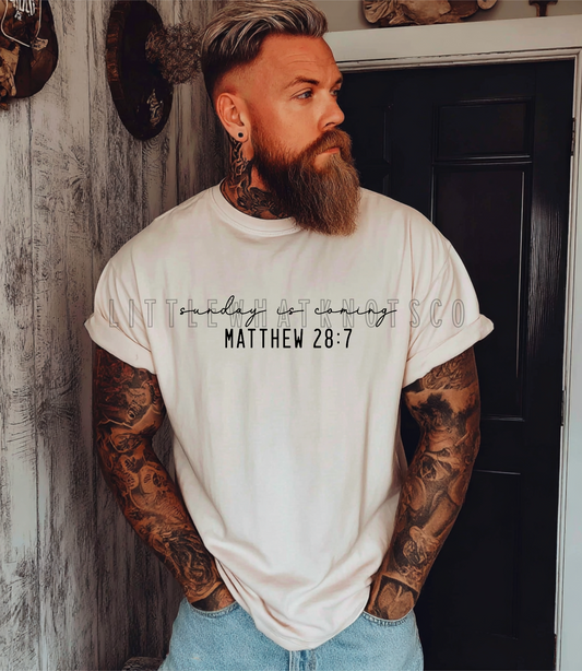 Sunday is Coming Simple (bubbles, youth & adult tees)