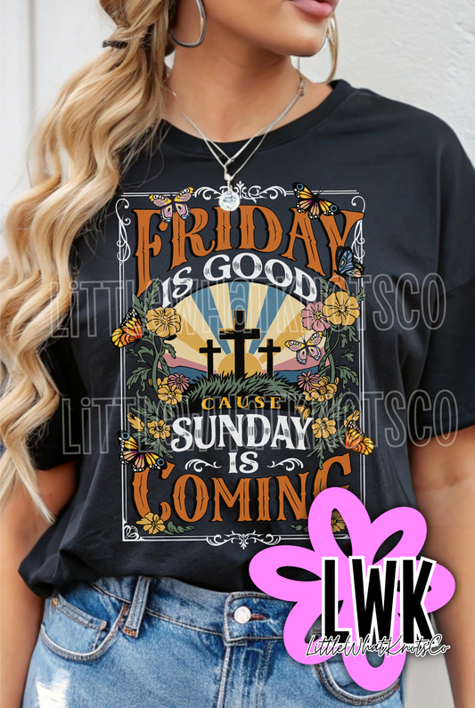 Sunday is Coming Floral (bubbles, youth & adult tees)