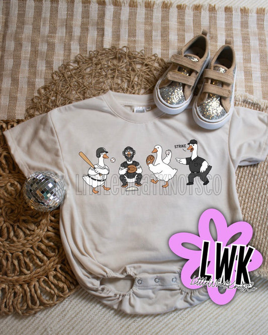Baseball Goose (bubbles, youth & adult tees)