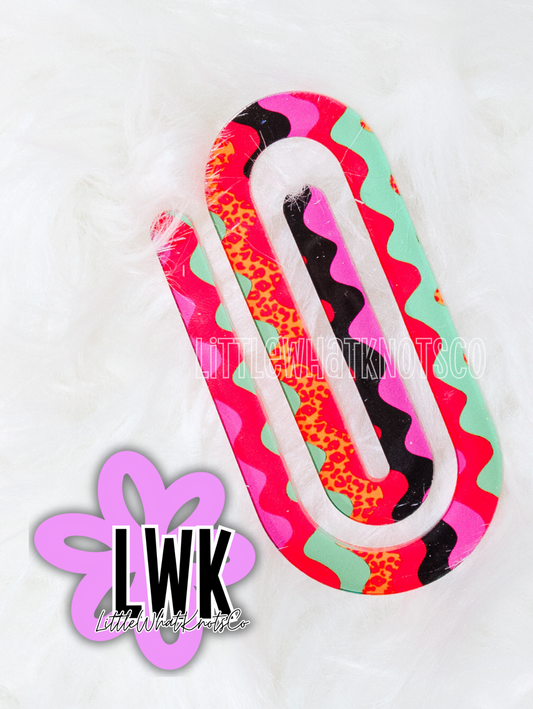 Neon Waves Paperclip Bookmark