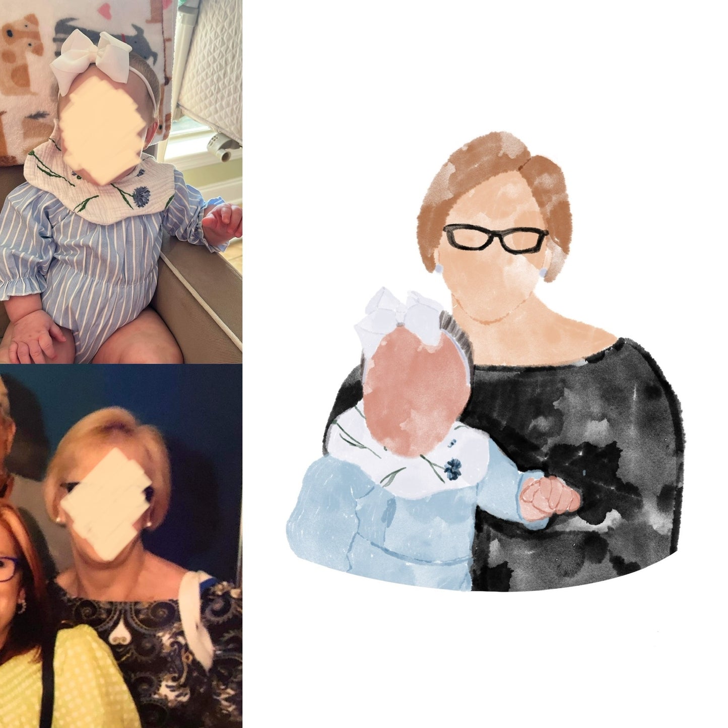 Faceless Watercolor Family Portraits