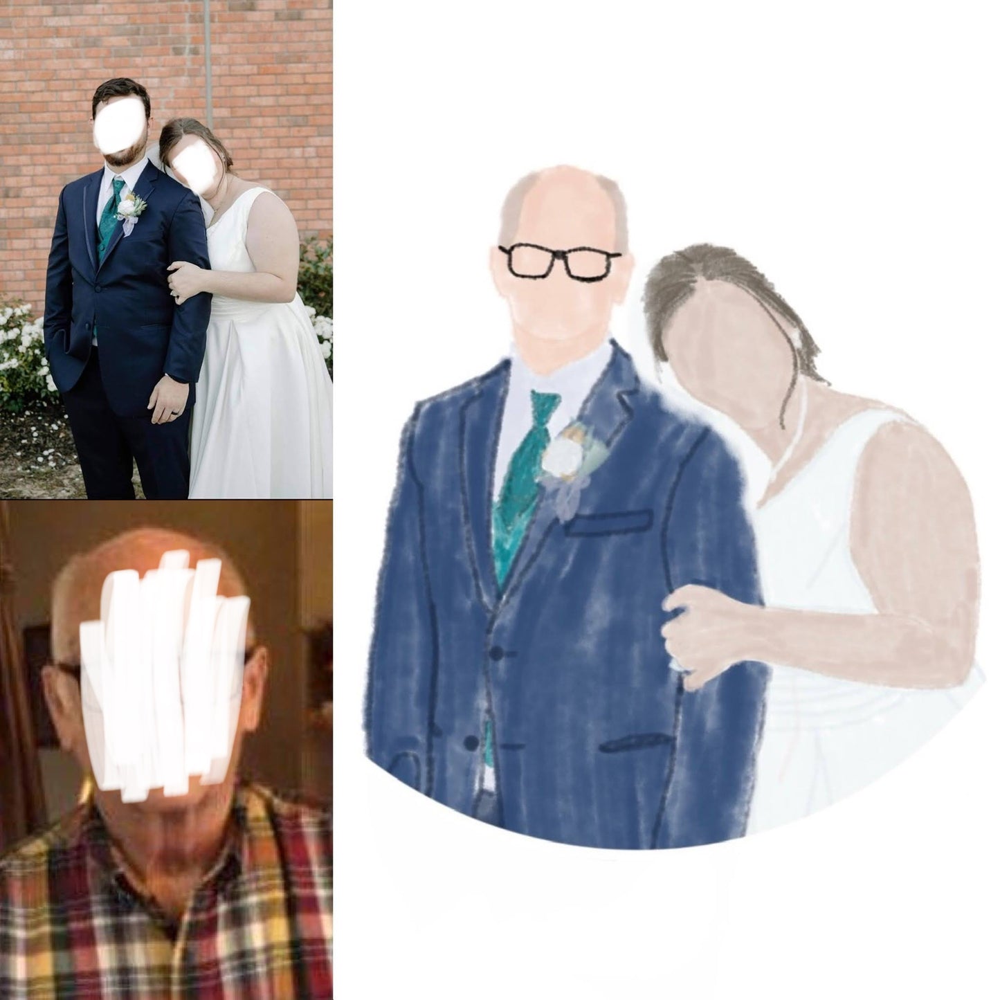 Faceless Watercolor Family Portraits