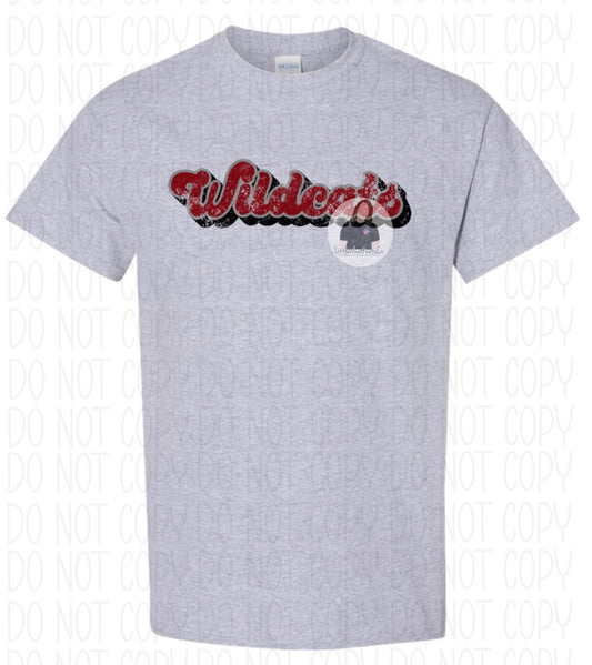 Central Wildcats Distressed Letters Tee