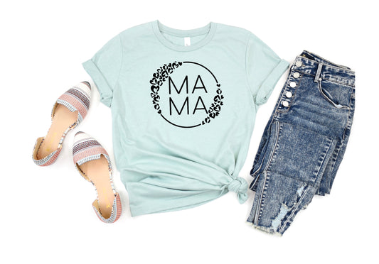 Mama Double Leopard Circle Tee