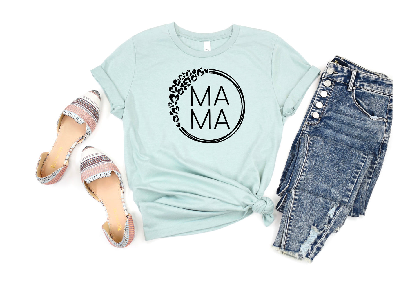 Mama Double Circle Leopard Tee