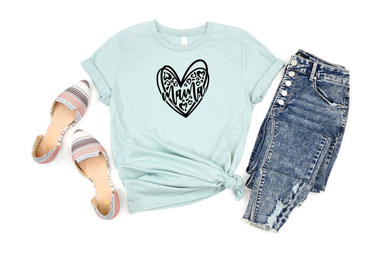 Mama Leopard Heart Tee